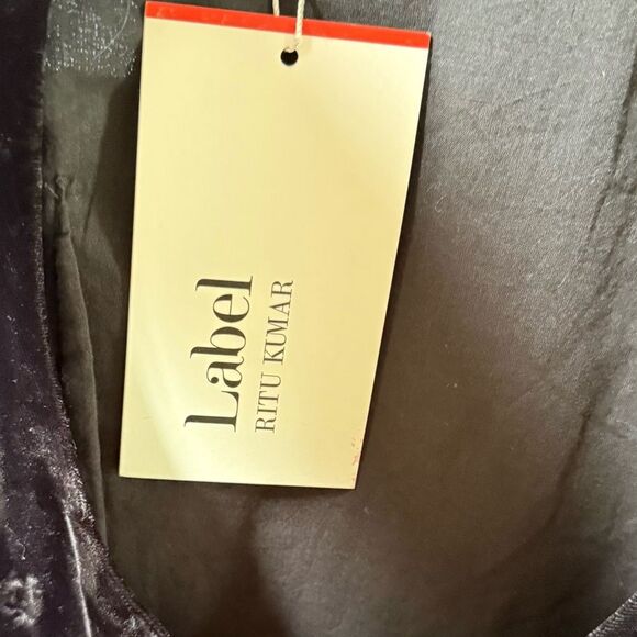 LABEL RITU KUMAR Caroline Flared Dress with Embroidered Yoke in Black M NWT - Picture 8 of 16